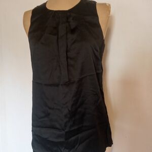Chic Black Sleeveless Blouse 100% Silk